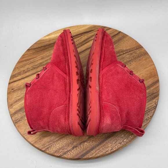 UGG Neumel Boots Mens Size 9 Red Suede Chukka Casual Comfort Ankle Fur Lined main image 3